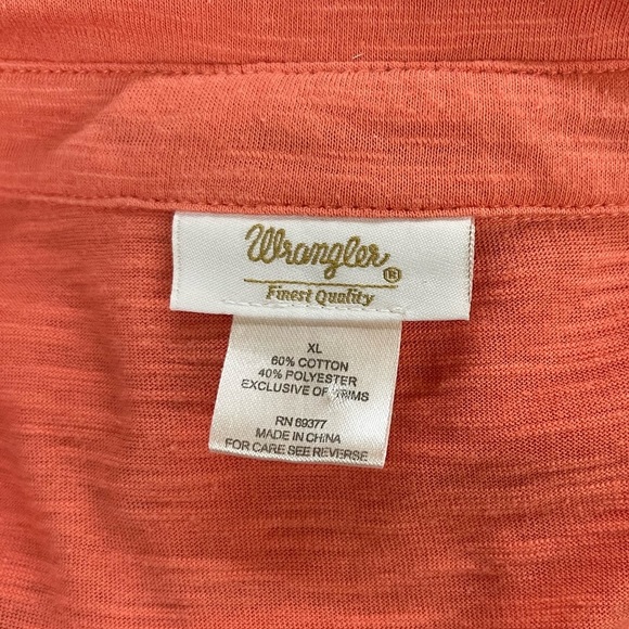 Wrangler Peach embroidered button up shirt size XL - Picture 6 of 6